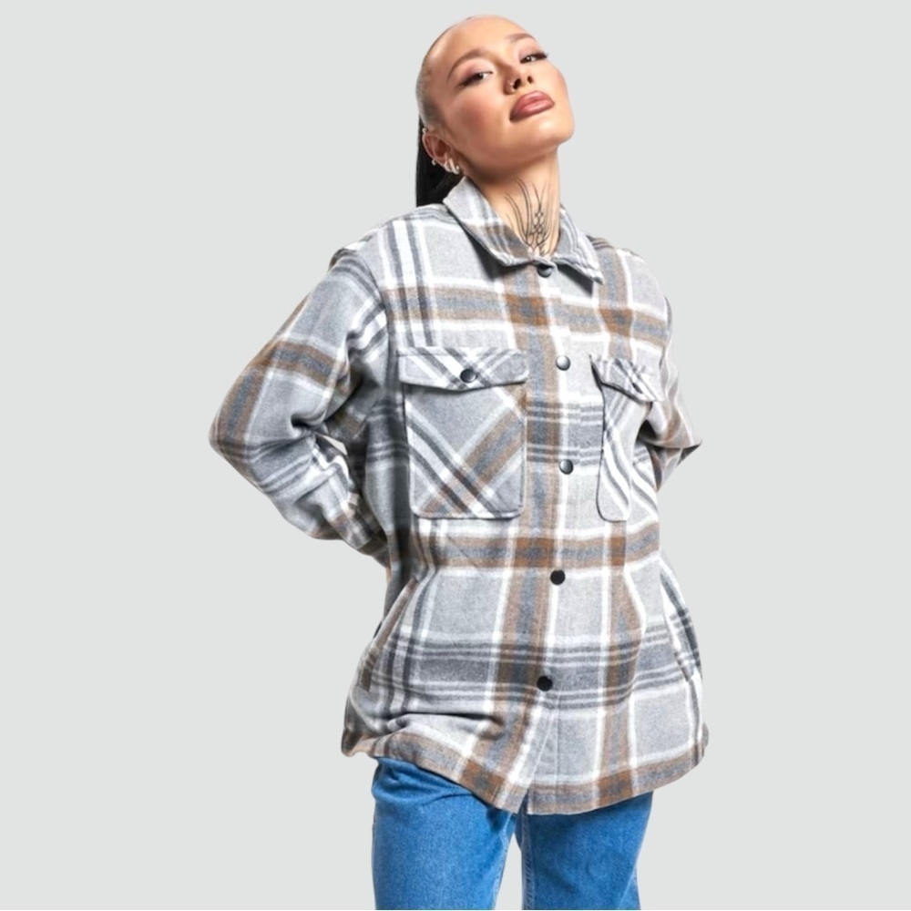 ONLY Onlellene-Valda Check Oversized Plaid Checkered Shacket